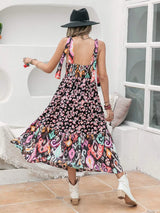 Printed Plunge Sleeveless Midi Dress Casual Dresses - Tophatter Daily Deals
