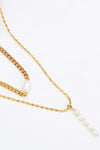 Double-Layered Freshwater Pearl Stainless Steel Necklace Necklaces - Tophatter Daily Deals