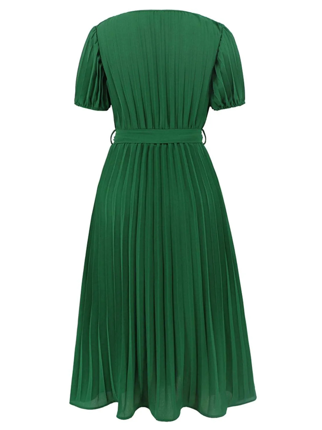 Pleated Surplice Tie Waist Midi Dress Casual Dresses - Tophatter Daily Deals