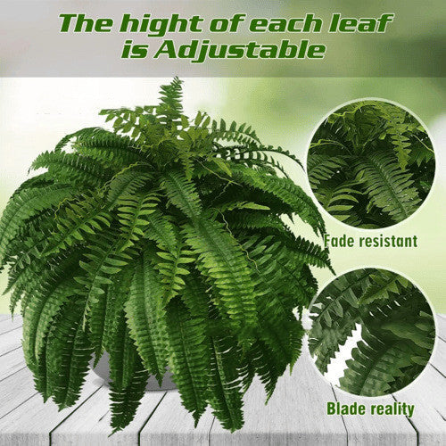 Artificial Fern Flower Arrangement Green Plant Plastic Crafts 60 leaves 55cm 0 - Tophatter Daily Deals