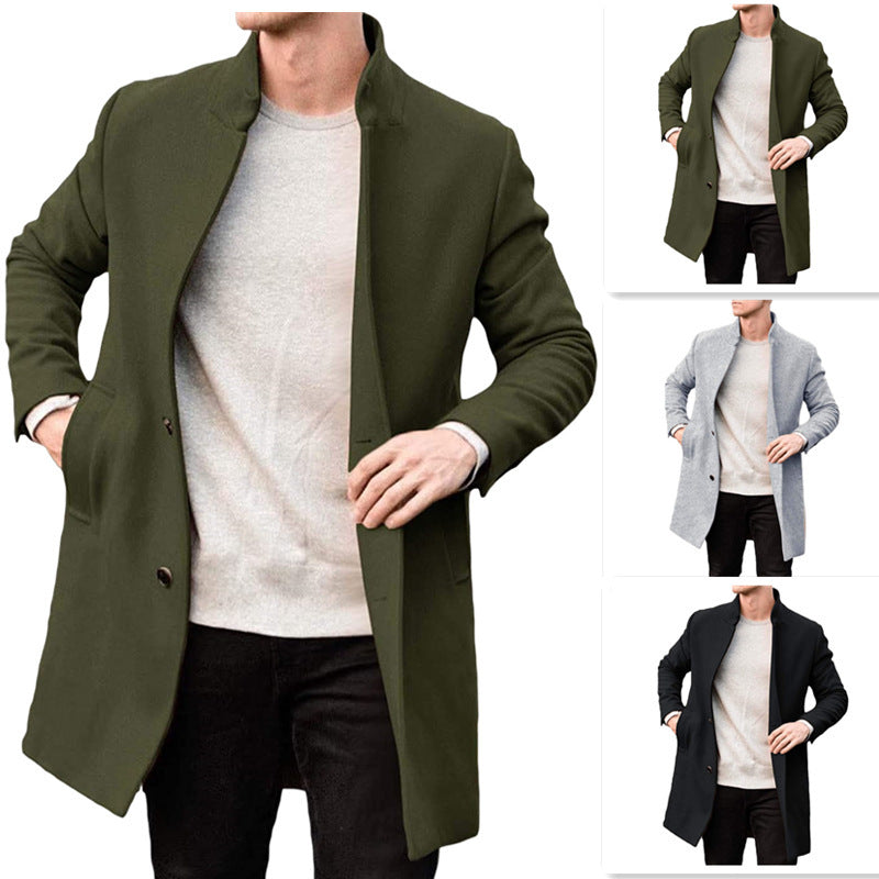 Warm Timeless Men's Wool Coat - Stand Collar, Mid Thigh 3D Changing Face Moving Picture Frame - Tophatter Daily Deals