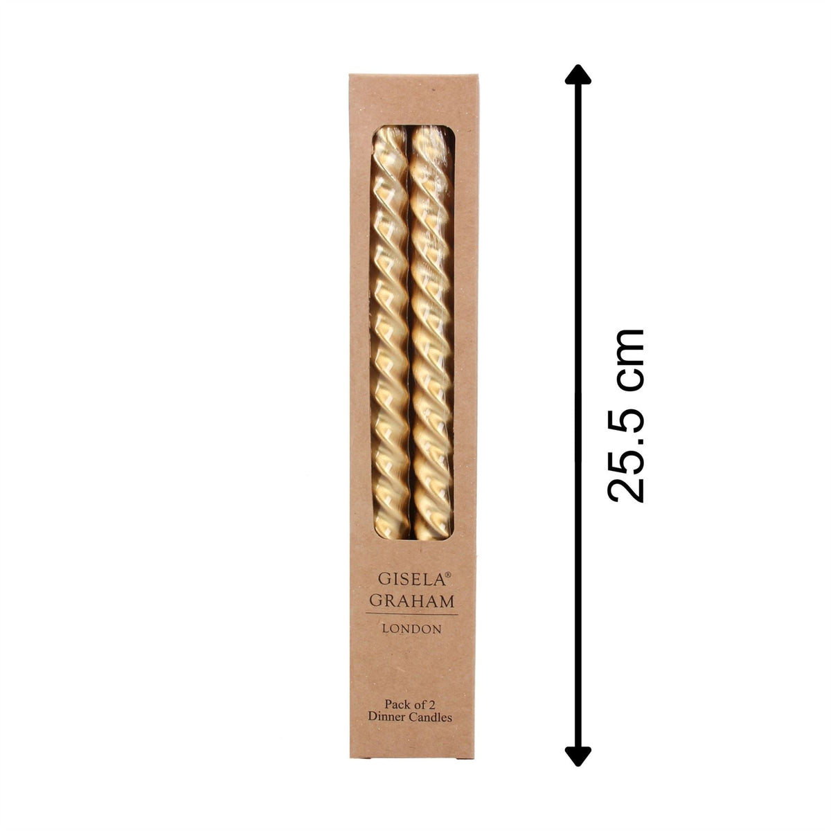 Pair of Metallic Gold Twist Dinner Candles | 2 Christmas Taper Candles - 25cm Candle - Tophatter Daily Deals