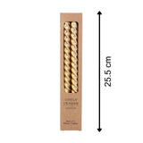 Pair of Metallic Gold Twist Dinner Candles | 2 Christmas Taper Candles - 25cm Candle - Tophatter Daily Deals