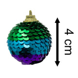 Set of 8 Sequin Rainbow Christmas Baubles | Multicoloured Tree Decorations - 4cm Baubles - Tophatter Daily Deals