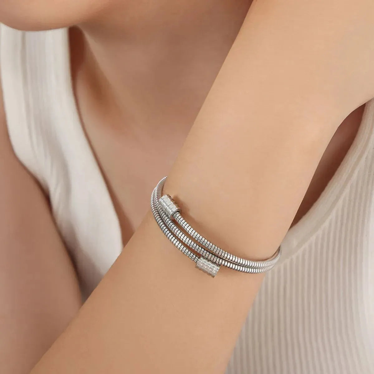 Titanium Steel Wrap Bracelet Silver One Size Bracelets - Tophatter Daily Deals