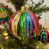 Large Rainbow Christmas Bauble | Multicoloured Christmas Tree Ornament - 10cm Baubles - Tophatter Daily Deals