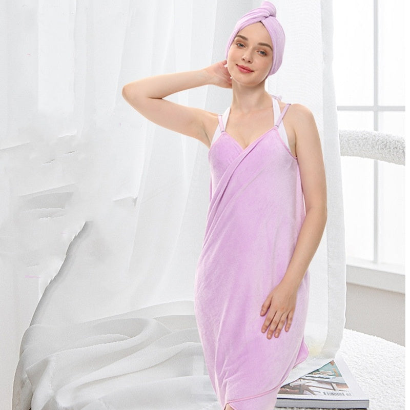 Bath Towel Sling Bath Skirt Coral Fleece Suit 0 - Tophatter Daily Deals