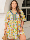 Plus Size Printed V-Neck Half Sleeve Mini Dress Casual Dresses - Tophatter Daily Deals