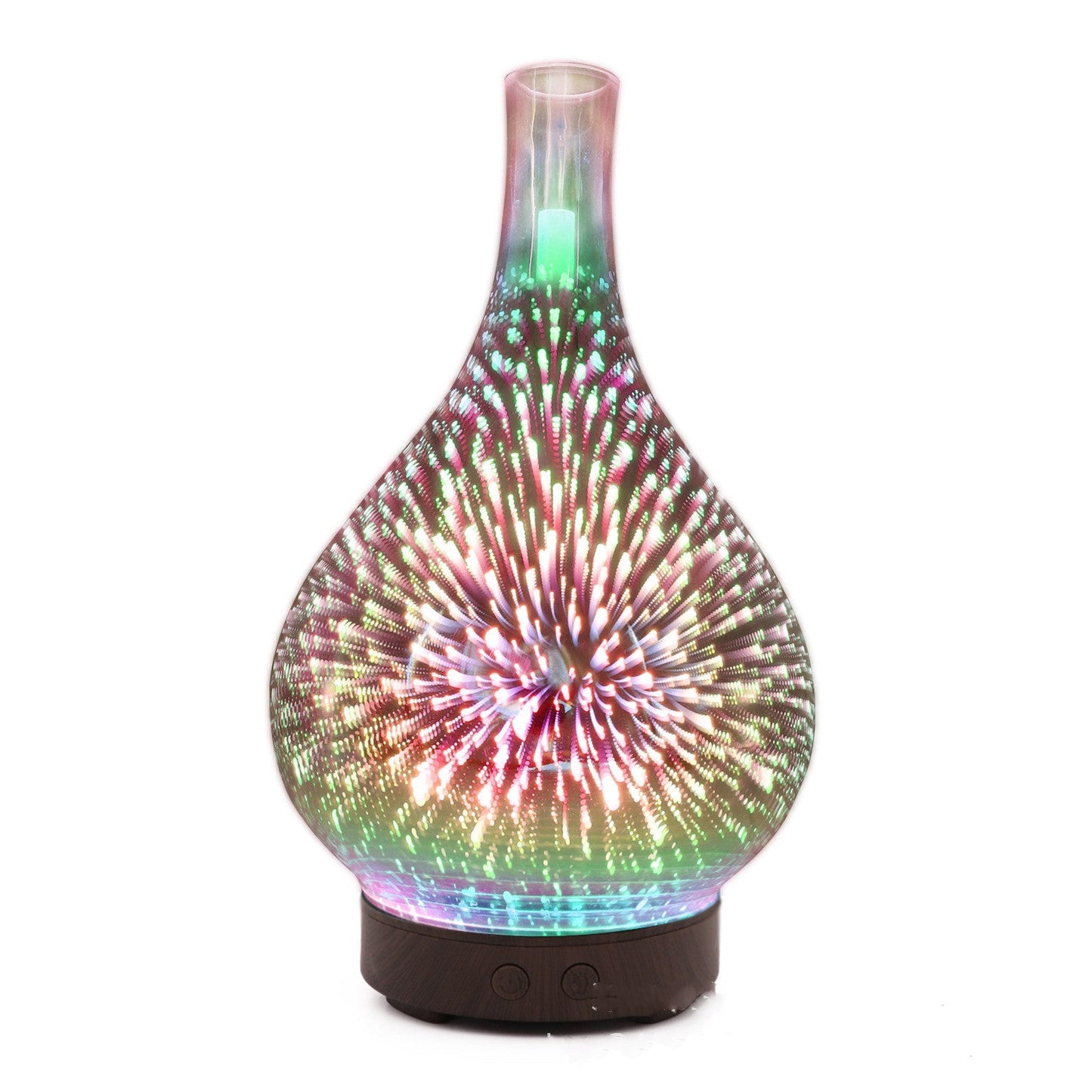 3D Glass Colorful Vase Humidifier Household Deep Wood Grain Base 0 - Tophatter Daily Deals