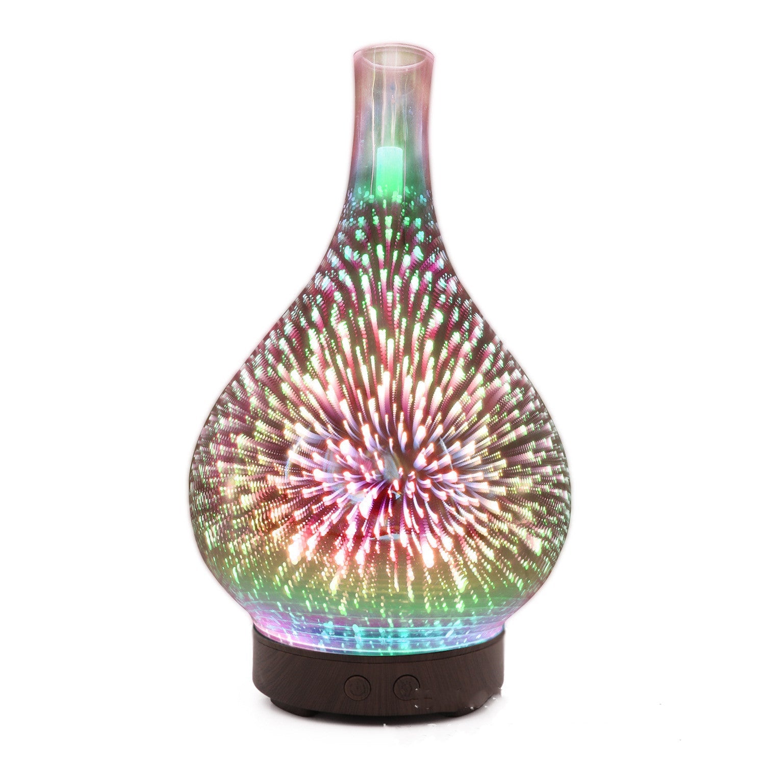 3D Glass Colorful Vase Humidifier Household Deep Wood Grain Base 0 - Tophatter Daily Deals