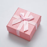 Bow Necklace Earrings Packaging Gift Box Pink7x7cm 0 - Tophatter Daily Deals