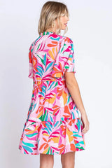 GeeGee Printed Short Sleeve Ruffle Hem Dress Casual Dresses - Tophatter Daily Deals