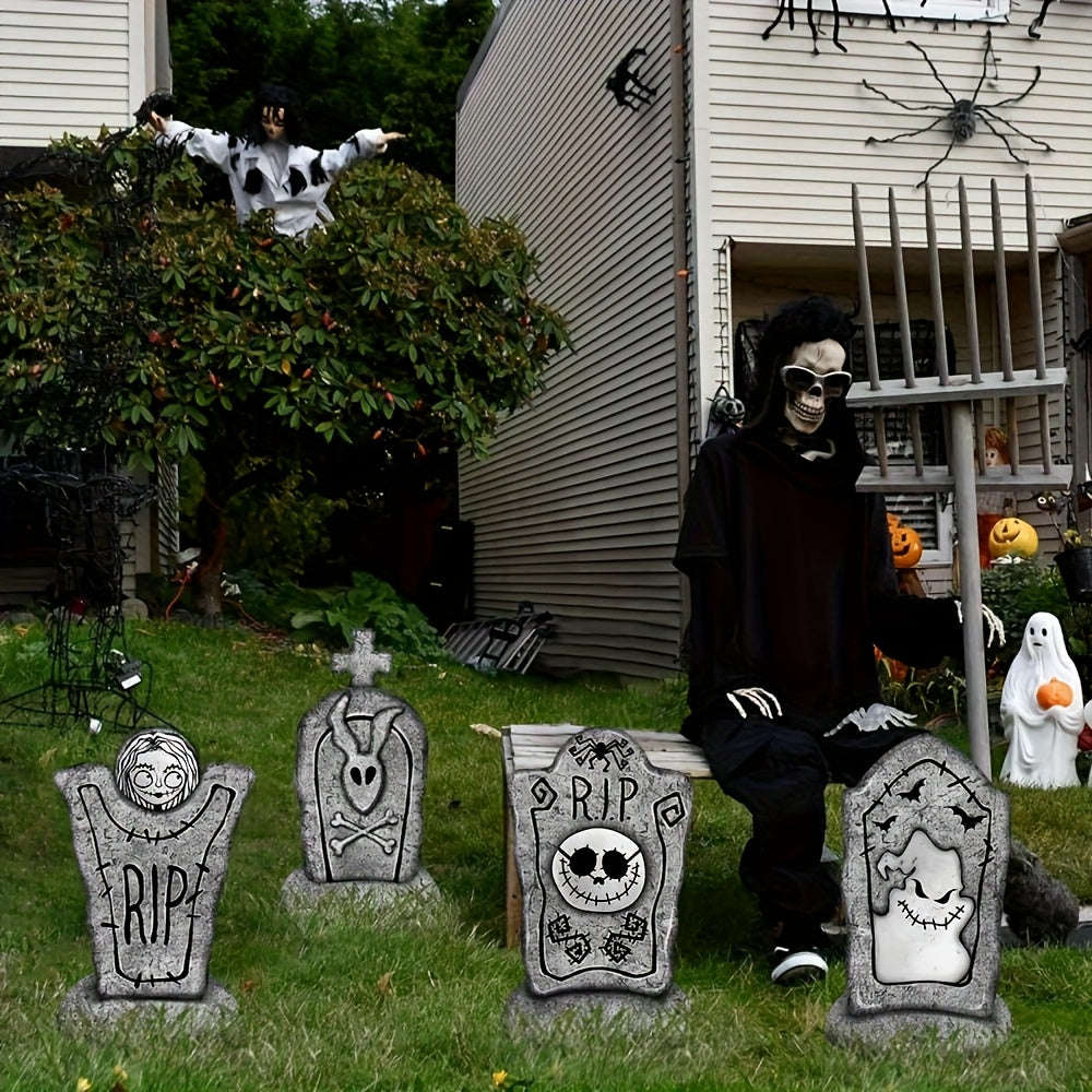 2D Halloween Tombstone Yard Decorations (Set of 4) Halloween - Tophatter Daily Deals