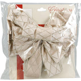 Champagne Gold Tree Top Bow with Long Streamer | Fabric Christmas Tree Topper Tree Decoration - Tophatter Daily Deals