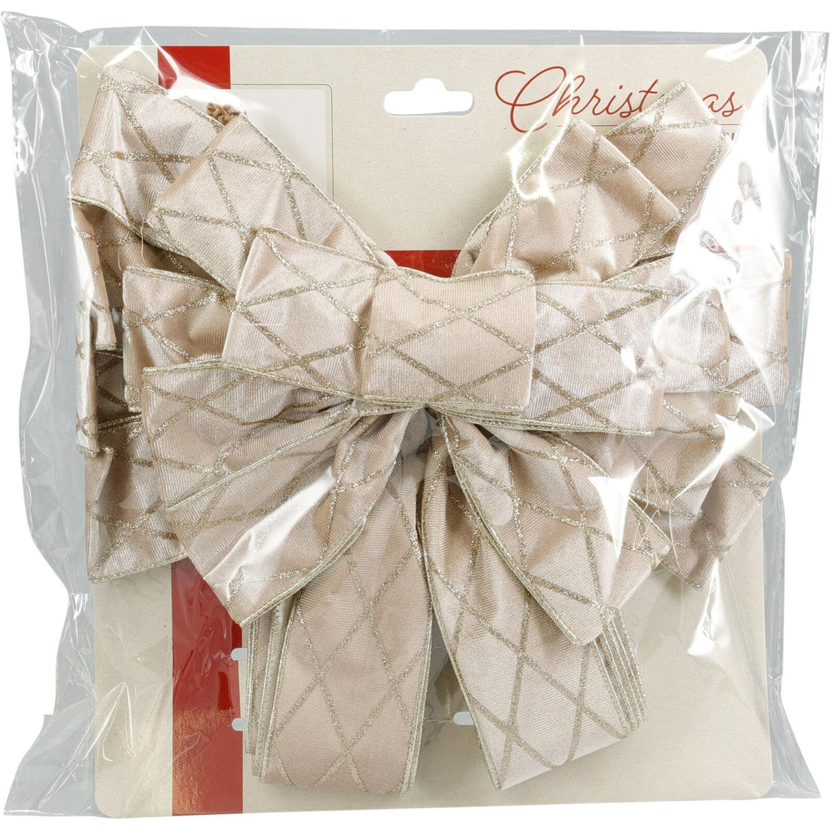 Champagne Gold Tree Top Bow with Long Streamer | Fabric Christmas Tree Topper Tree Decoration - Tophatter Daily Deals
