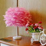 Bedroom Artistic Lamp Feather Table Lamp Pink 0 - Tophatter Daily Deals