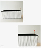 Balcony Rattan Long Flower Pot Automatic Water Feeding Lazy Flower Pot Large Planting Basin 0 - Tophatter Daily Deals