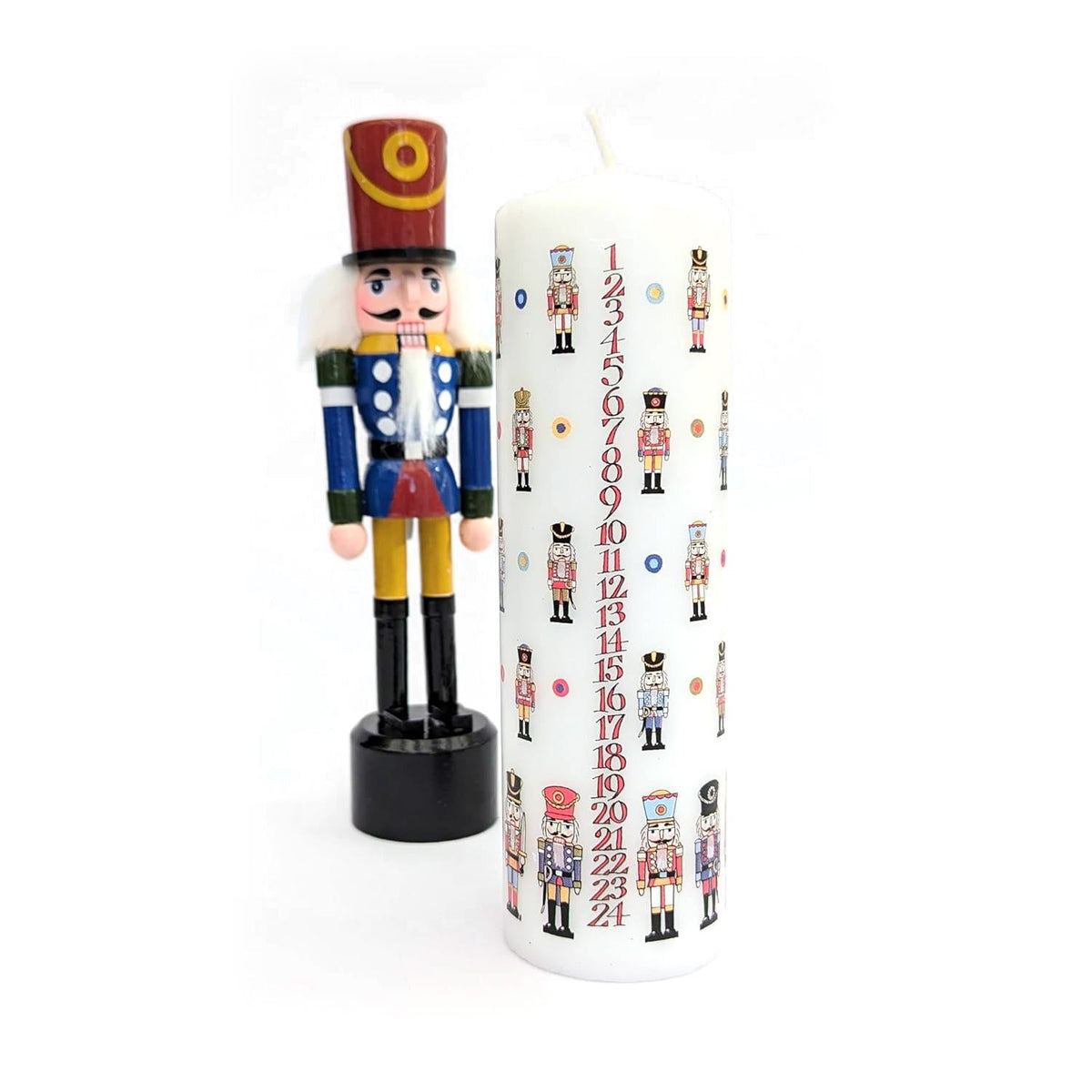 Nutcracker Soldier Christmas Advent Candle | Christmas Pillar Candle - 20cm Advent Candle - Tophatter Daily Deals