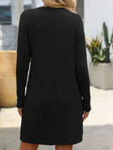 Mandy Striped Round Neck Long Sleeve Mini Dress Casual Dresses - Tophatter Daily Deals