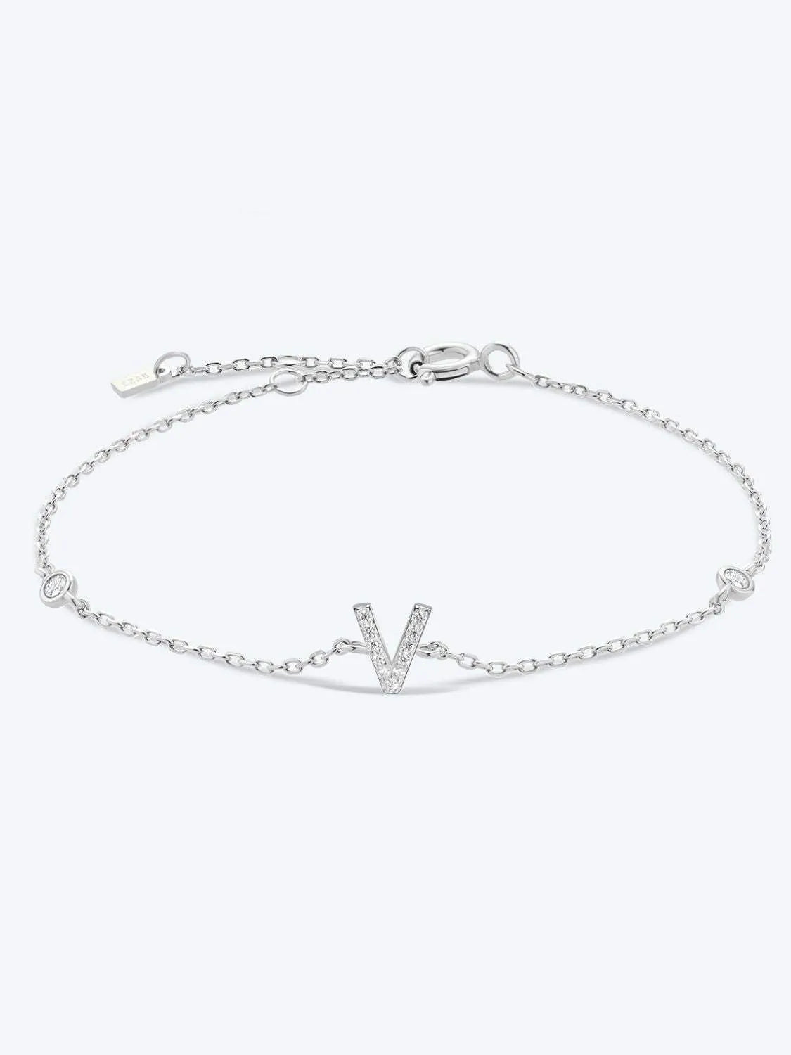 V To Z Zircon 925 Sterling Silver Bracelet V Silver One Size Bracelets - Tophatter Daily Deals