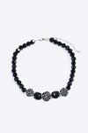 Rose Beaded Lobster Clasp Necklace Black One Size Necklaces - Tophatter Daily Deals