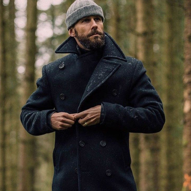 Warm Men's Wool Coat - Double Breasted, Structured For Winter 3D Changing Face Moving Picture Frame - Tophatter Daily Deals