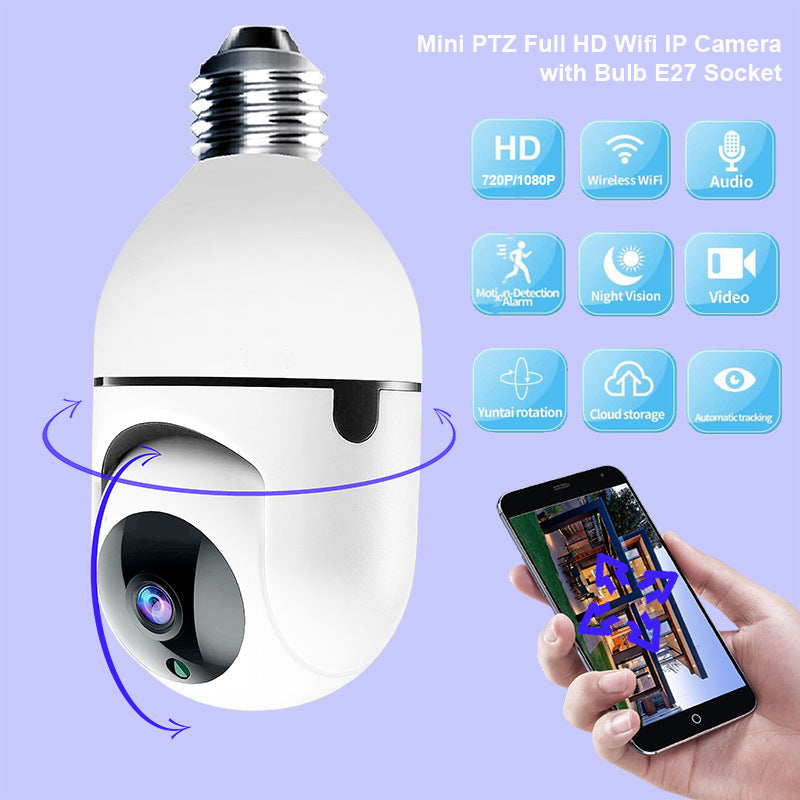 Bulb Shaking Head Machine Yilot APP Wireless WIFI Camera Home Security Monitoring 0 - Tophatter Daily Deals
