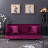 All-inclusive Silver Fox Velvet Armless Folding Sofa Bedspread Charming Purple 0 - Tophatter Daily Deals