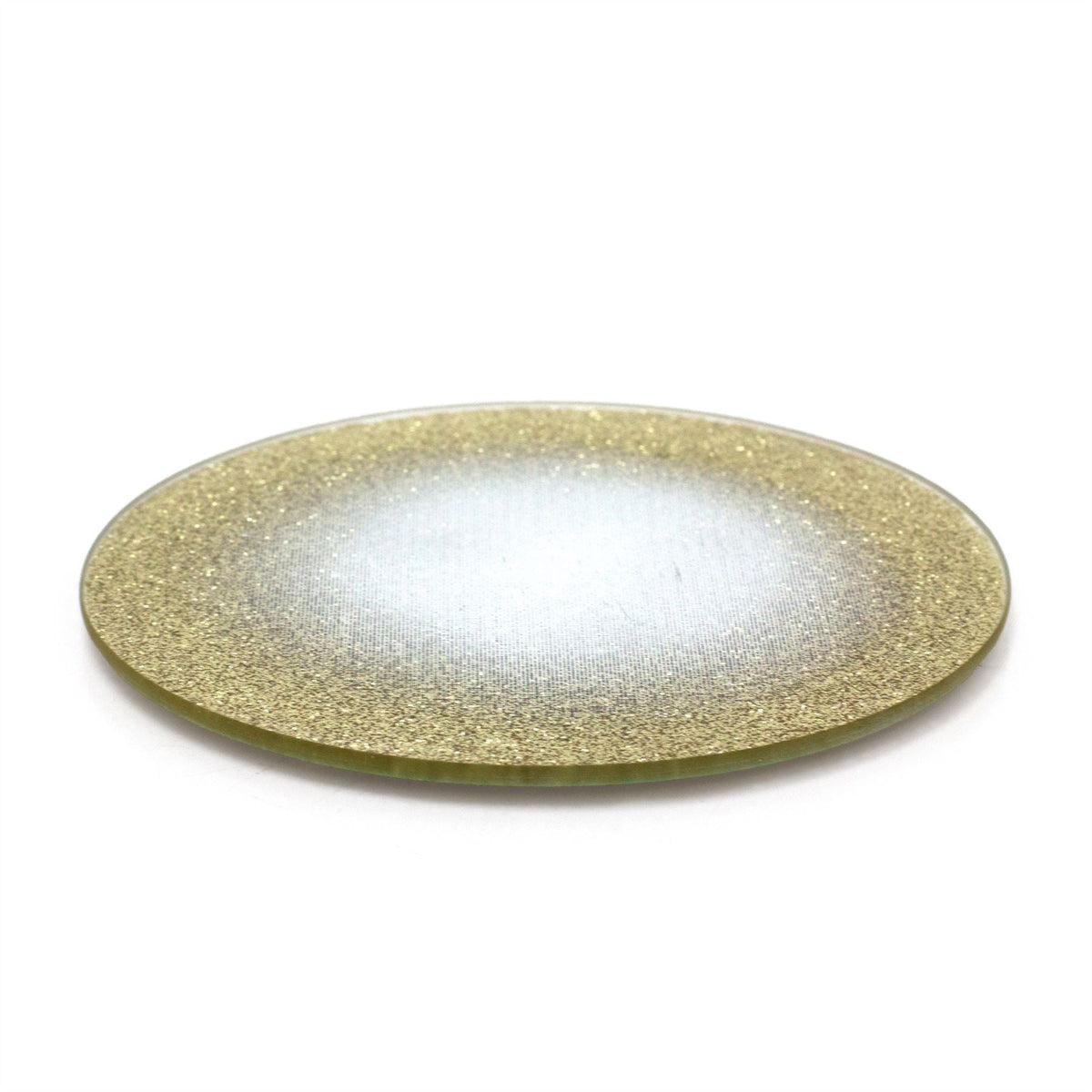 Champagne Gold Swirl Glass Glitter Coaster | Round Mirrored Candle Plate - 10cm Coaster - Tophatter Daily Deals