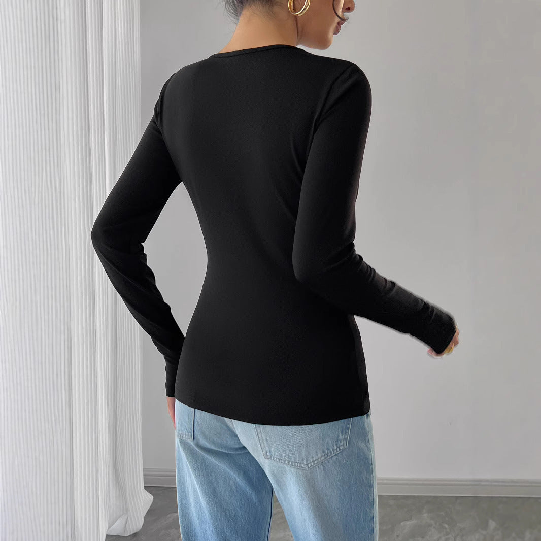 Fitted Women's Long Sleeve Top - Cutout Knit Polyester 3D Changing Face Moving Picture Frame - Tophatter Daily Deals