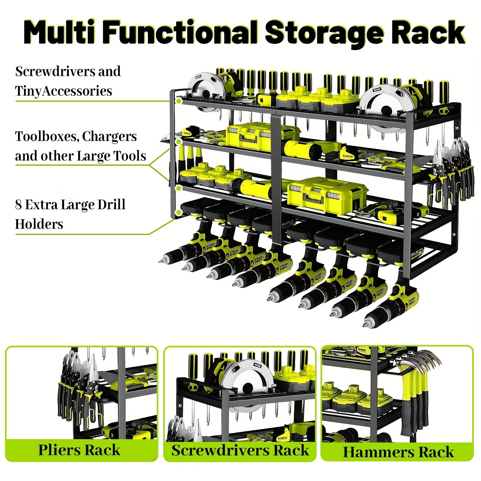 Wall Mounted 4-Tier Metal Tool Rack Organizer Tool Cabinets - Tophatter Daily Deals