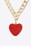 Rhinestone Heart Pendant Curb Chain Necklace Necklaces - Tophatter Daily Deals