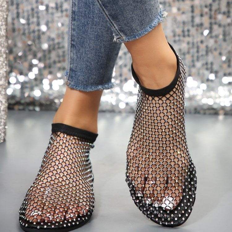 New Hollow Flat Sandals With Rhinestone Design Summer Fashion Round Toe Shoes For Women Humidifier - Tophatter Daily Deals