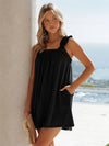 Full Size Frill Pocketed Square Neck Wide Strap Dress Casual Dresses - Tophatter Daily Deals