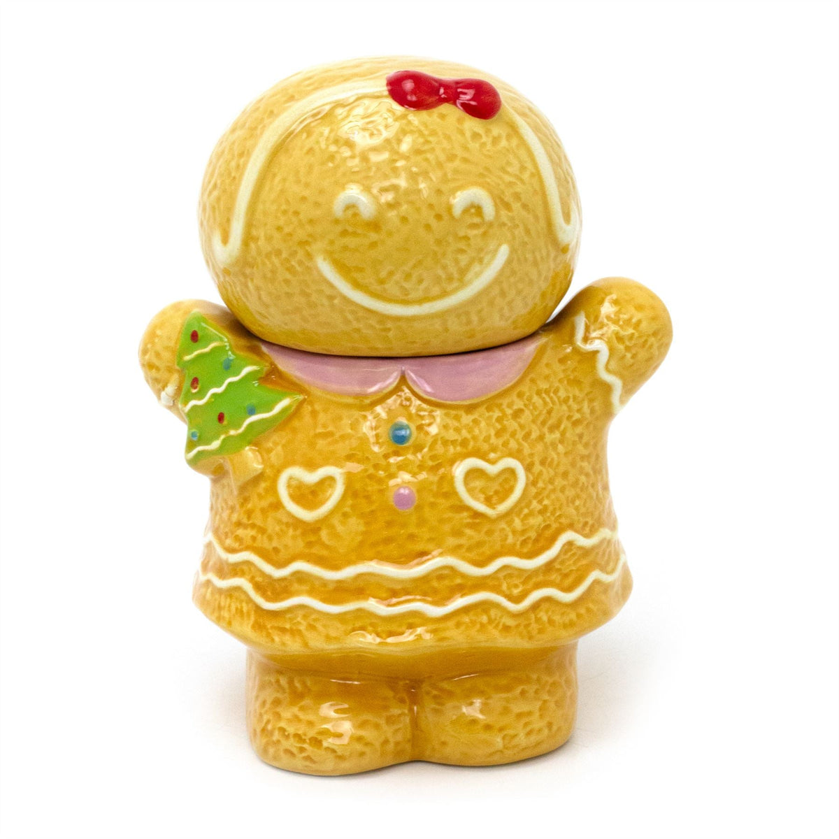 Gingerbread Girl Christmas Storage Jar | Festive Ceramic Kitchen Cookie Jar 18cm Jar - Tophatter Daily Deals