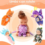 6-Piece Mini Baby Doll Set with Butterfly and Flower Outfits, 4 Inch Doll - Tophatter Daily Deals