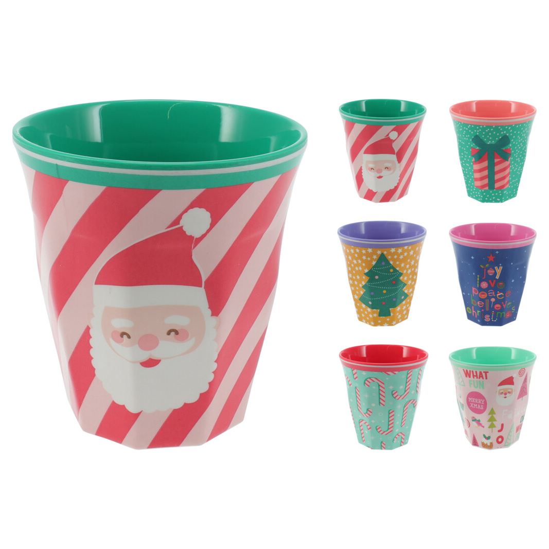 Set of 6 Children's Christmas Beaker | Festive Kids Cup with Christmas Character Design | Plastic Tumbler - 290ml Party Cups - Tophatter Daily Deals