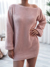 Rib-Knit Mini Sweater Dress Dusty Pink Casual Dresses - Tophatter Daily Deals