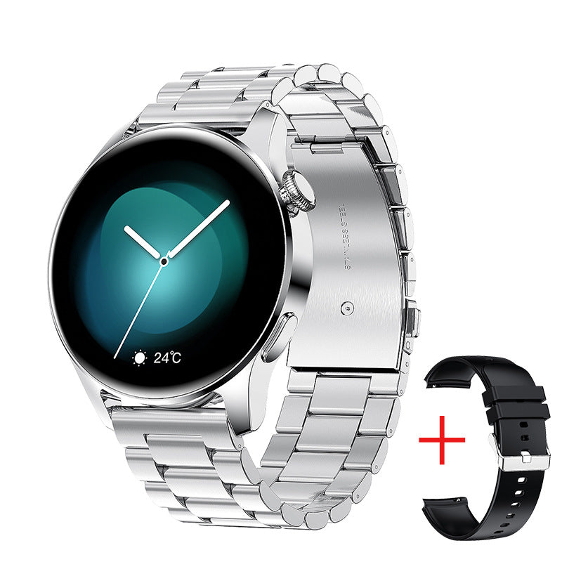 BW0256 Smart Watch Music Play Bluetooth Call Silver crude steel - Tophatter Daily Deals