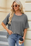 Round Neck Half Sleeve T-Shirt Charcoal Women's T-Shirts - Tophatter Daily Deals