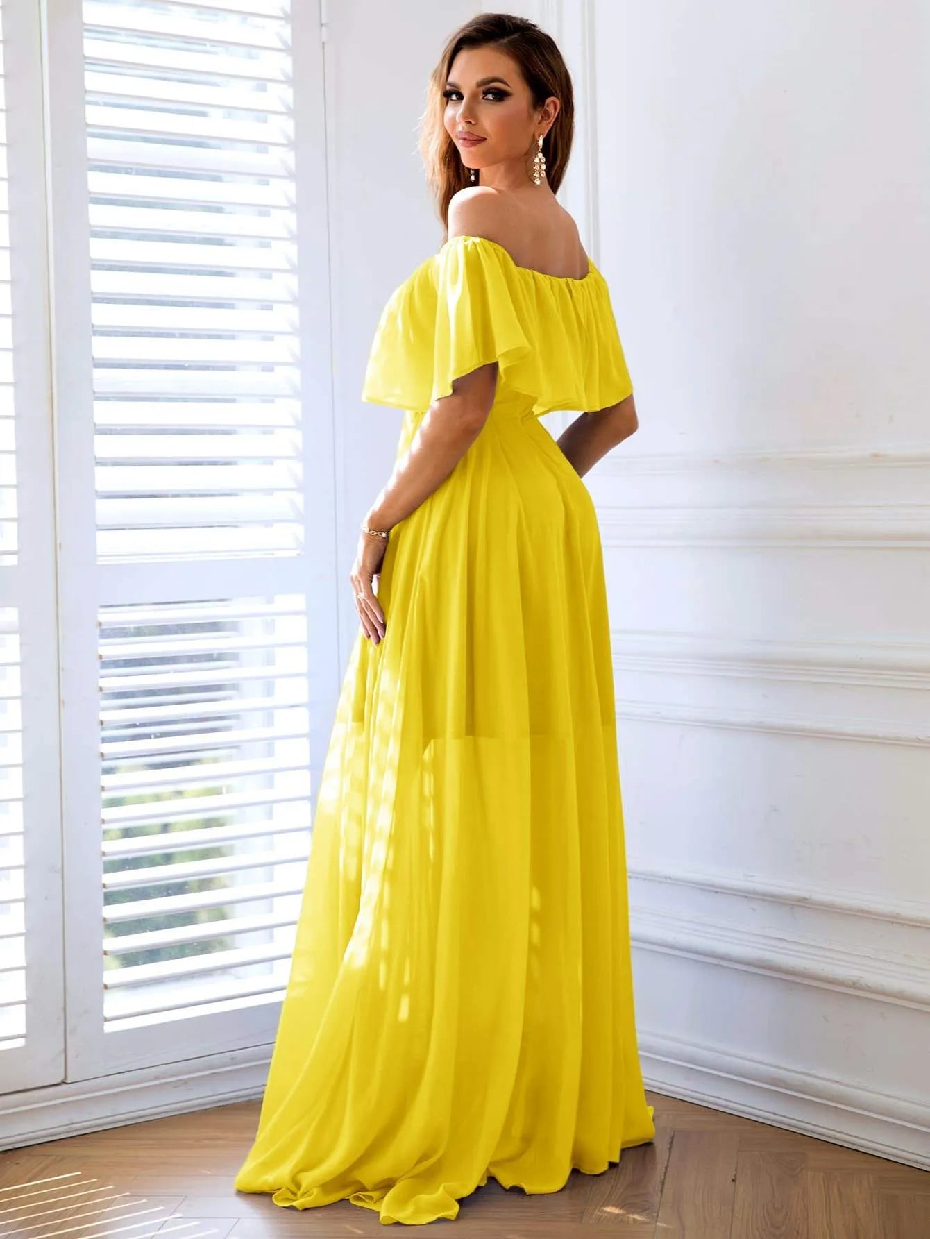 Off-Shoulder Layered Split Maxi Dress Cocktail Dresses - Tophatter Daily Deals