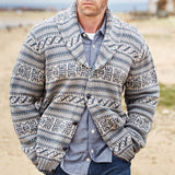 Warm Men's Cardigan - Shawl Lapel, Jacquard Knit, Winter 3D Changing Face Moving Picture Frame - Tophatter Daily Deals