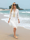 Lace Tassel V-Neck Three-Quarter Sleeve Dress Casual Dresses - Tophatter Daily Deals