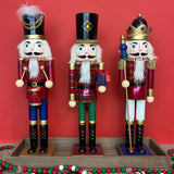 Traditional Christmas Nutcracker Soldier Wooden Figure with Moveable Parts 38cm Ornament - Tophatter Daily Deals