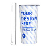 20oz Stainless Steel Car With Straw Cup White One size 7 - Tophatter Daily Deals