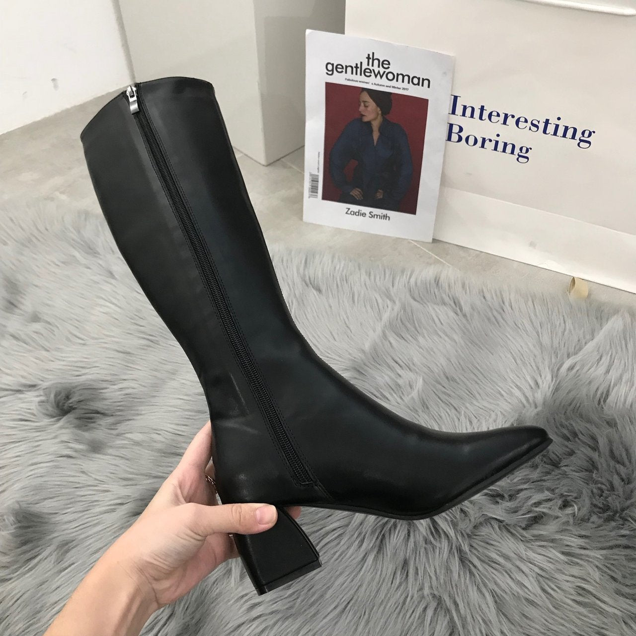 But Women's Knee Side Zipper Square Toe Boots 0 - Tophatter Daily Deals