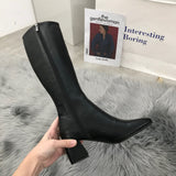 But Women's Knee Side Zipper Square Toe Boots 0 - Tophatter Daily Deals
