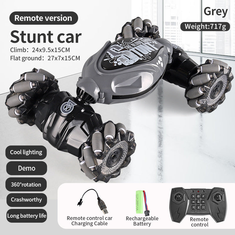 4WD RC Off Road Stunt Wheels Drift Car With Music Led Lights 2.4G Gesture Remote Control Spray 360 Rotating Climbing Car Toys 4 - Tophatter Daily Deals