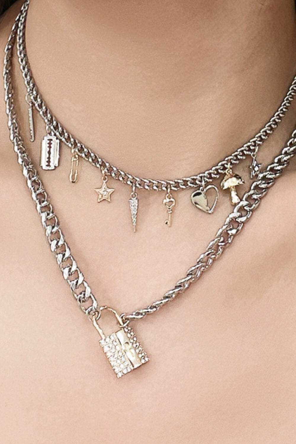 5-Piece Wholesale Lock Pendant Double-Layered Necklace Necklaces - Tophatter Daily Deals