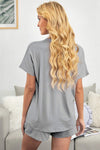 Quarter Button Short Sleeve Top and Shorts Lounge Set Loungewear Sets - Tophatter Daily Deals